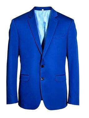 EXPRESS Mens (38-S) Fitted Photographer Blue Blazer Jacket Cotton-Blend Stretch